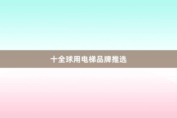 十全球用电梯品牌推选